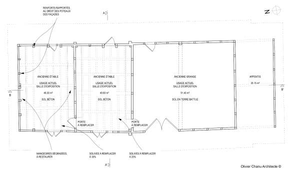 Grange - Plan du rez-de-chaussée - Etat des lieux