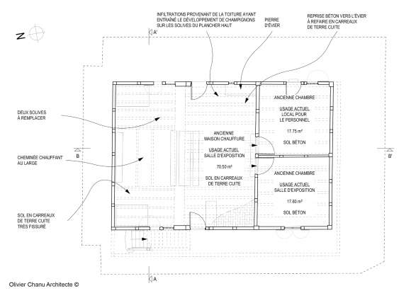 Corps de logis - Plan du rez-de-chaussée - Etat des lieux