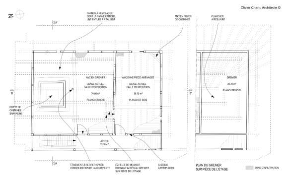 Corps de logis - Plan R+1 - Etat des lieux
