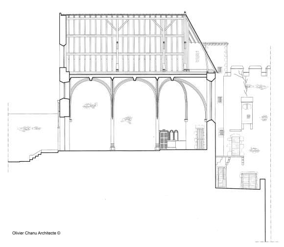 Coupe longitudinale de la chapelle - Etat des lieux